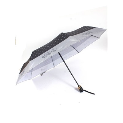 Зонт женский ТриСлона-L 3808,  R=58см,  суперавт;  8спиц,  3слож,  набивной "Эпонж",  черный 244394