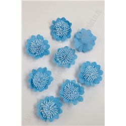 Головки цветов "Хризантема", 6,5 см (25 шт)  голубая