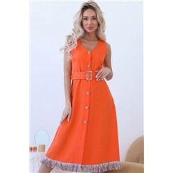 Платье летнее оранжевое с пуговицами