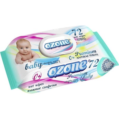 Влажные салфетки АКАМА OZONE  72шт Календула и вит.Е д/детей  Premium (с клапаном)