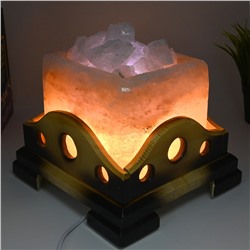 Солевая лампа "Камин" 260*260*230мм 10-14кг, свечение голубое.