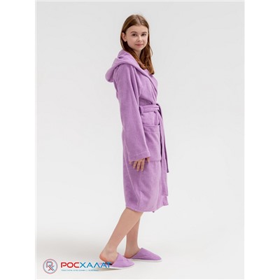 Подростковый махровый халат с капюшоном сиреневый МЗ-18 (10)