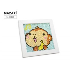 Алмазная мозаика 15х15 см "Обезьянка" полная выкладка, деревянная рамка в комплекте M-10444 Mazari