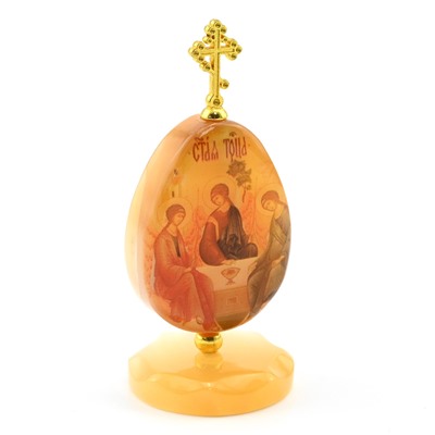 Яйцо из селенита на подставке с крестом "Святая Троица" 47*47*105мм
