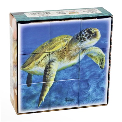 Детские пластмассовые кубики «Обитатели морей» (9 штук)