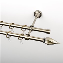 Карниз металлический стыкованный, 2-рядный "Витро", золото антик, гладкая труба, ø 16 мм  (kn-292)