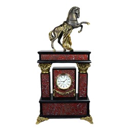 Часы каминные из яшмы "Конь" 185*85*360мм