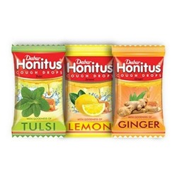 HONITUS Cough Drop, MIX, Dabur (ХАНИТУС (Хонитус) Леденцы от кашля с разными вкусами - Имбирь, Тулси, Лимон, Дабур), 1 шт.