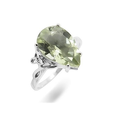 Кольцо из серебра зеленый аметист, Ягода