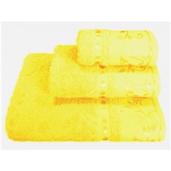 Набор махровых полотенец жаккард 3 шт лимонный