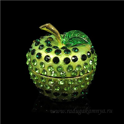 Шкатулка яблоко зеленое 60*60*65мм (1550)