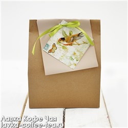 крафт-пакет для подарка декорированный бумагой и лентой №16, размер 18*23*10 см.