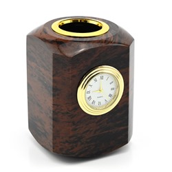 Часы из обсидиана коричневого Карандашница 72*72*98мм.