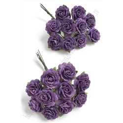 Тайские бумажные цветочки 2 см на веточке "Розочка" (20 шт) R4/185, фиолетовый