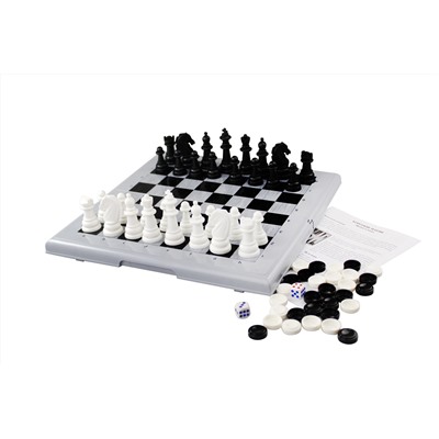 Настольная игра 3 в 1 «Шашки-Шахматы-Нарды» большие (серые)