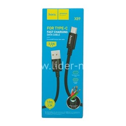 USB кабель для USB Type-C 1.0м HOCO X89 (черный) текстильный 3.0A