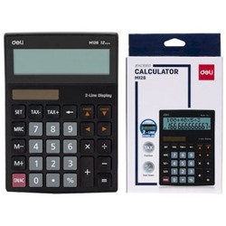 Калькулятор 12 разрядов EM126 черный, двухстрочный (1801402) Deli