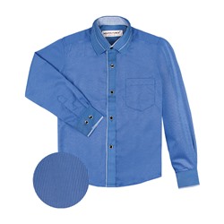 Синяя школьная рубашка в полоску 29913-ПМ21