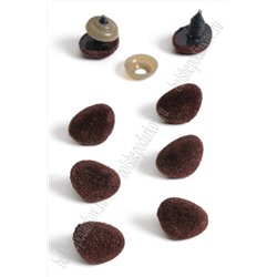 Фурнитура "Носики для игрушек бархатные" 17*13 мм, с заглушками (50 шт) SF-6101, коричневый
