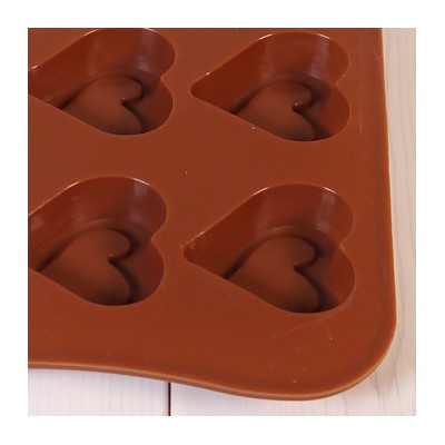 Форма силиконовая для шоколада "Сердцем к сердцу" 20*10,5 см, 15 ячеек