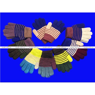 Перчатки двойные очень теплые "Полоса" подростковые арт. 0120 ( 0119, 0117)