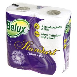 Туалетная бумага  BELUX 2 слоя  4шт. Стандарт (белая)