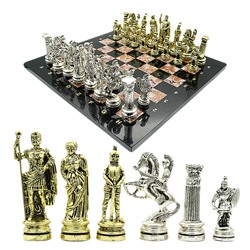 Шахматы подарочные с металлическими фигурами "Римляне", 400*400мм