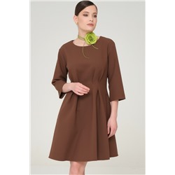 Платье короткое коричневое с карманами