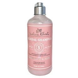 Herbal Shampoo WILD ROSE & ALOE, Indian Khadi (Травяной шампунь ДИКАЯ РОЗА И АЛОЭ (алое), для роста и увлажнения волос, Индиан Кхади), 300 мл.