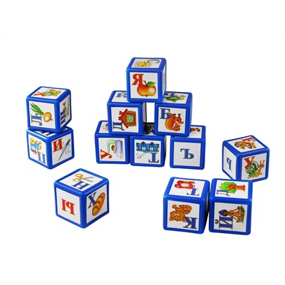Выдувные пластмассовые детские кубики «Алфавит»