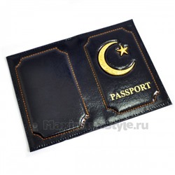 Обложка для паспорта "Полумесяц и звезда" (d-blue)