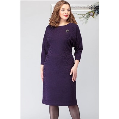 Элегантное платье из плотного трикотажа 2028 тёмно-фиолетовый 56 размера