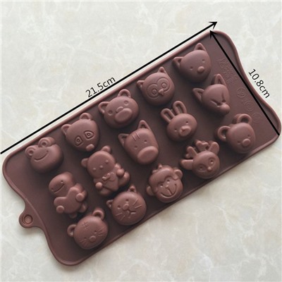 Форма силиконовая для шоколада «Зоопарк», 15 ячеек