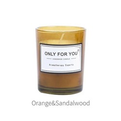 ONLY FOR YOU Handmade candle ORANGE & SANDALWOOD (Свеча ароматическая АПЕЛЬСИН И САНДАЛ, высота 6 см.), 1 шт.