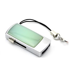 Флеш карта USB на 32GB с камнем хризопраз, серебристая