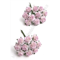 Тайские бумажные цветочки 1,5 см на веточке "Розочка" (20 шт) R8/518, белый/св.-розовый