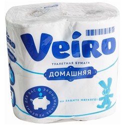 Туалетная бумага  VEIRO 2 слоя  4шт. Домашняя белая 15м
