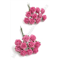 Тайские бумажные цветочки 1,5 см на веточке "Розочка" (20 шт) R8/4, ярко-розовый