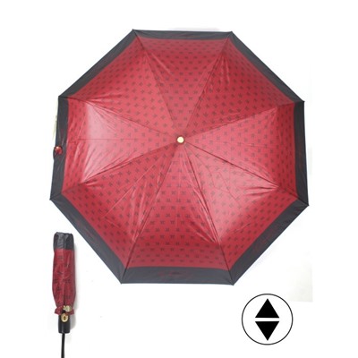 Зонт женский ТриСлона-L 3808,  R=58см,  суперавт;  8спиц,  3слож,  набивной "Эпонж",  красный 244391