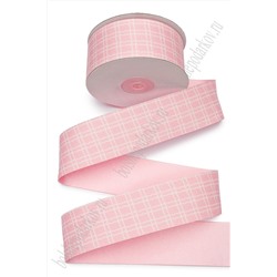 Лента тканевая двусторонняя "Клетка" 3,8 см*10 ярд (SF-7537) розовый №4
