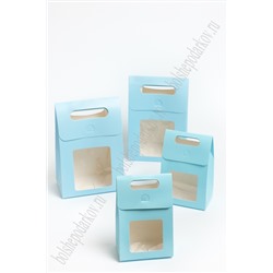 Коробка крафтовая с окошком 10*15,5*6 см (12 шт) SF-7080, голубой