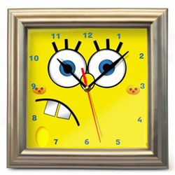 Часы настенные "Спанч Боб" (1), Цвет рамки может быть другим.