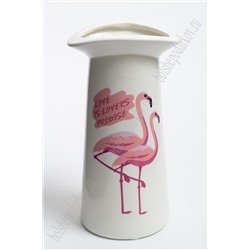 Ваза с рисунком "Фламинго", керамика (SF-2815) белый