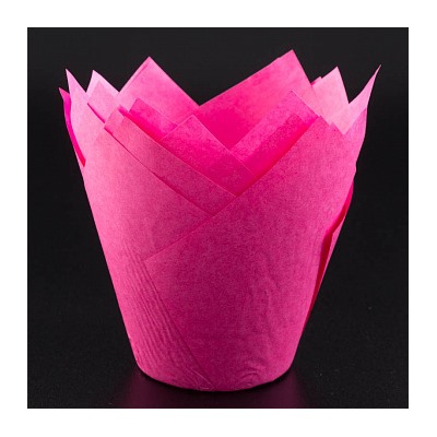 Капсула - тюльпан для выпечки розовая 80*50, 20 шт