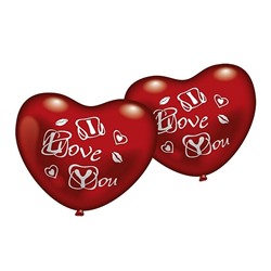 Набор надувных шаров 50 шариков-сердечек "I Love you" арт.610254FN