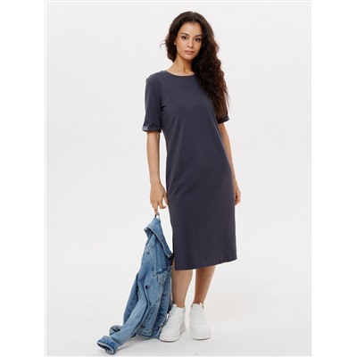 Трикотажное женское удлиненное платье-футболка LINGEAMO графит ВП-08 (33)