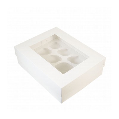 Коробка для 6 капкейков, NEW белая с окном