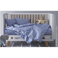 Детское постельное белье бязь зайчишки вид 4 голубой
