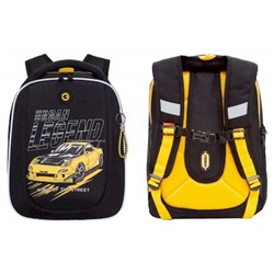 Рюкзак школьный RAf-393-3/1 "Авто" черный - желтый 29х36х18 см GRIZZLY
