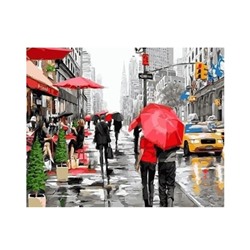 Картина по номерам  40*50см Прогулка под дождем с акриловыми красками  AL9229